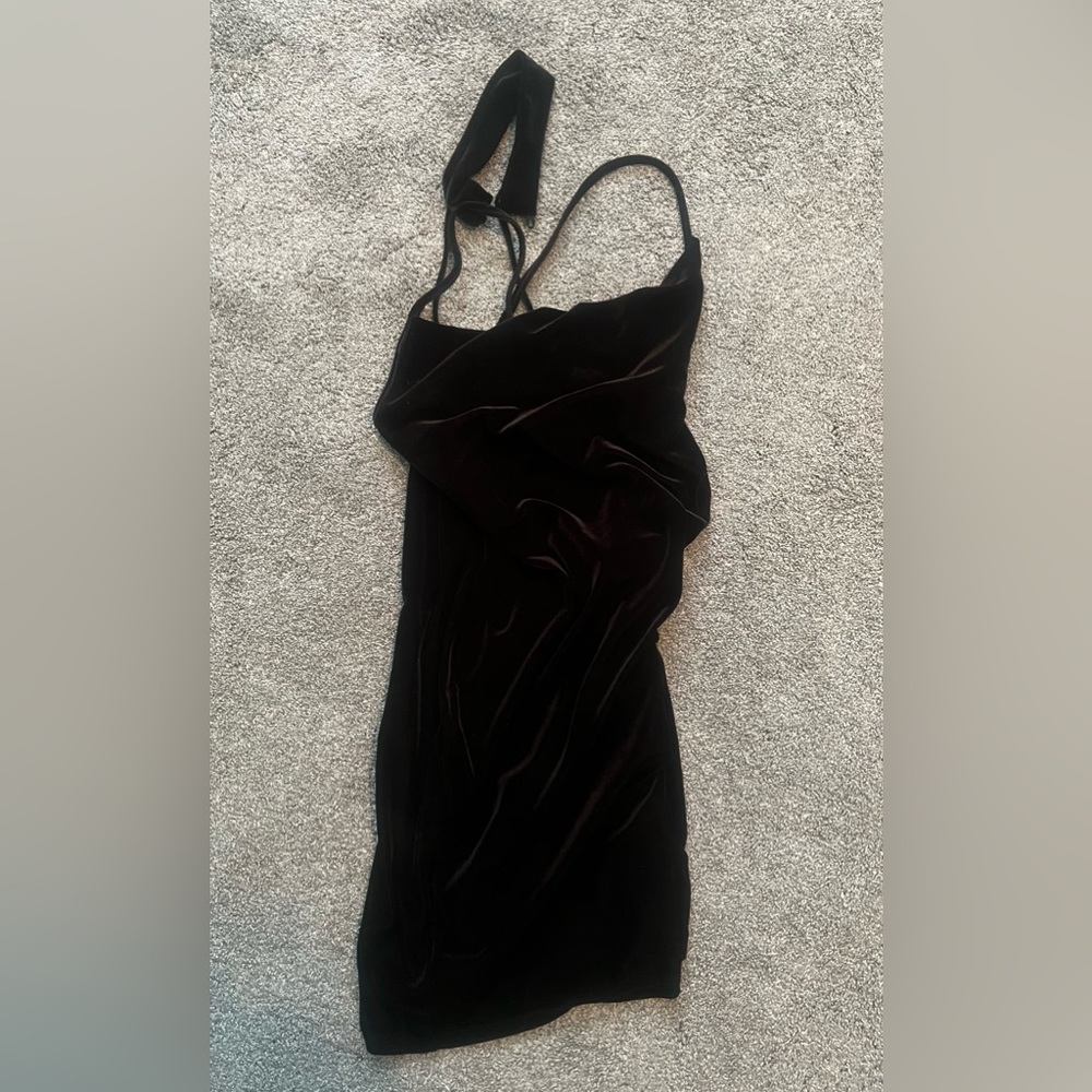 Black Velour Cocktail Dress with Choker